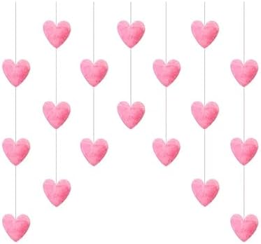 Fluffy Heart Door Hanging Decor Plush Curtain - Light Pink