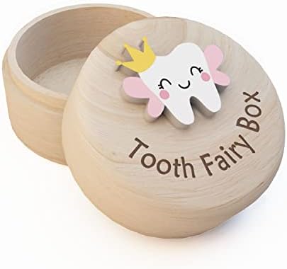 Tooth Fairy Box for Girls - Cute Carved Wooden Storage