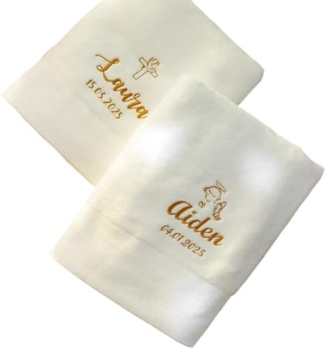 Personalized Baby Baptism Towel with Name and Date