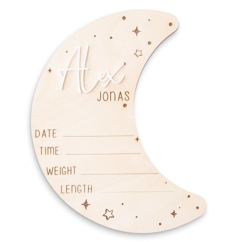 SugoiCC Moon And Stars Newborn Announcement Sign