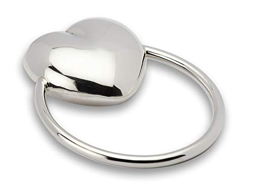 925 Sterling Silver Heart Teether Rattle with Gift Box