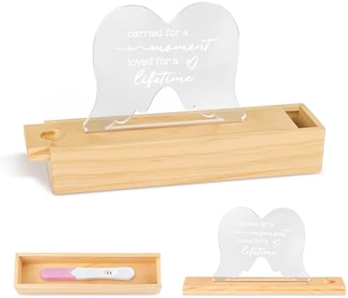 Ceiner Wooden Pregnancy Test Keepsake Box with Angel Wings Ornament