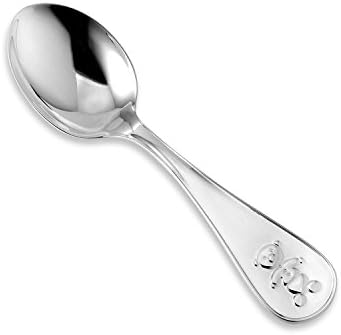 UNICORNJ Sterling Silver Baby Spoon Fork Set Teddy Bear Design