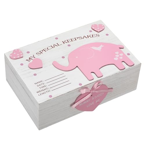 Soaoo 3D Wooden Baby Keepsake Box Pink