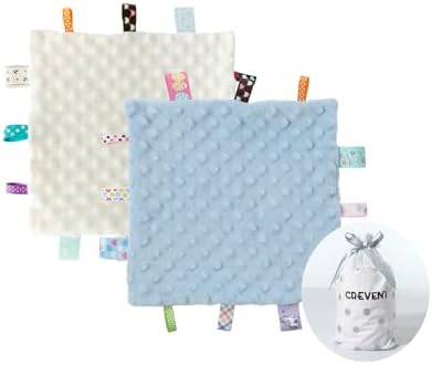 CREVENT Soft Baby Blanket with Taggies 10x10