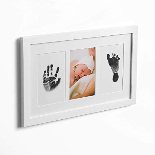 Green Pollywog Baby Handprint Footprint Kit with White Frame