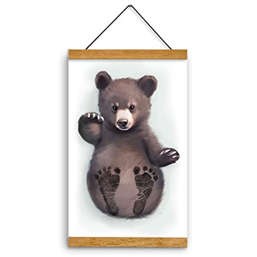Memory Lane Gifts Co Baby Footprint Art - Green Teak Frame