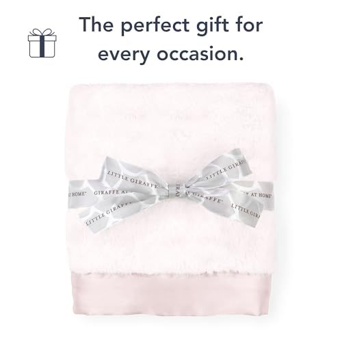Little Giraffe Luxe Soft Baby Blanket with Satin Trim - 29x35 - Pink