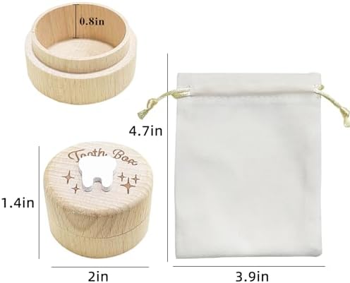 Zalengine Wooden Tooth Fairy Box with Storage Pouch