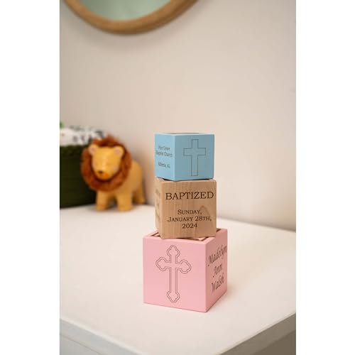 Personalized Baby Baptism Wood Block 25 Size