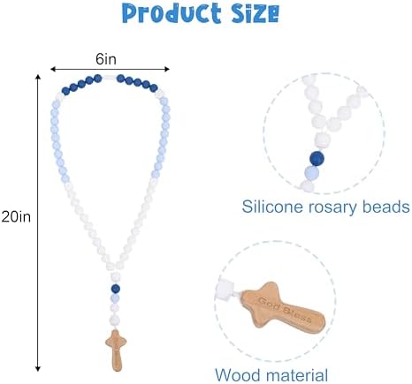 YOUAME Baptism Silicone Rosary with Wood Cross