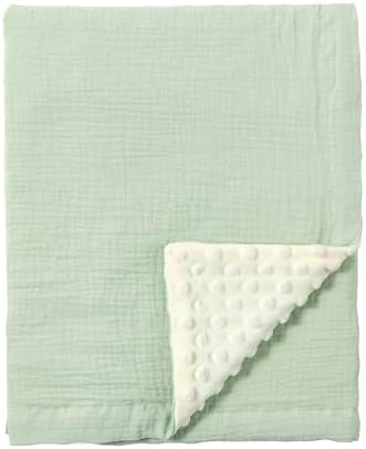 CREVENT Organic Muslin Baby Blanket with Mink Backing - 30 x 40