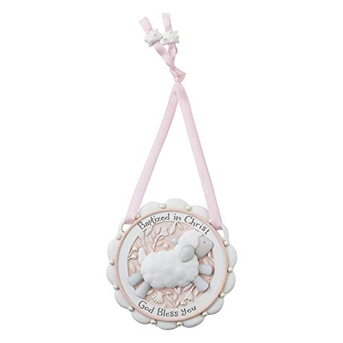 Faithworks Baptized in Christ Resin Crib Medal 35-Inch Pink