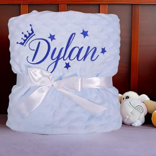 Personalized Baby Blanket for Boys with Name - Ultra Soft Minky Fleece