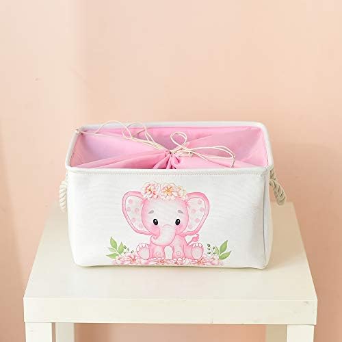 INough Large Pink Elephant Baby Basket - Collapsible Waterproof