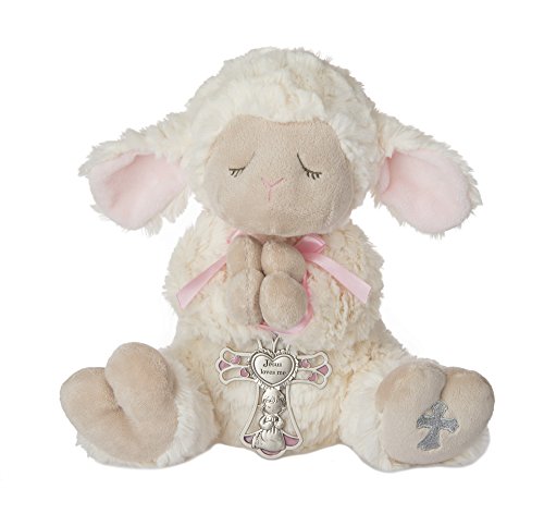 Ganz Serenity Lamb Christening Crib Cross Pink
