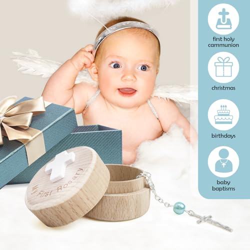 TBTFW My First Rosary Baptism Keepsake Box for Boys