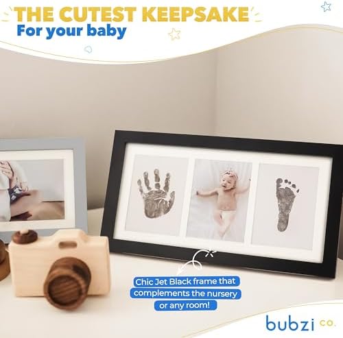 Bubzi Co Handprint Footprint Kit for Newborns Jet Black Photo Frame