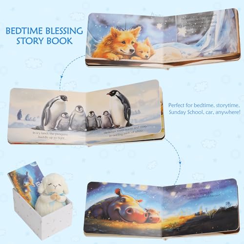 Sawnfay Baptism Gift Set for Boys 7 Praying Lamb Bedtime Blessing Book