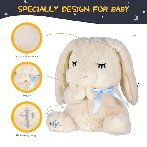 Baptism Gift Set for Boy with Plush Bunny Lets Pray Book