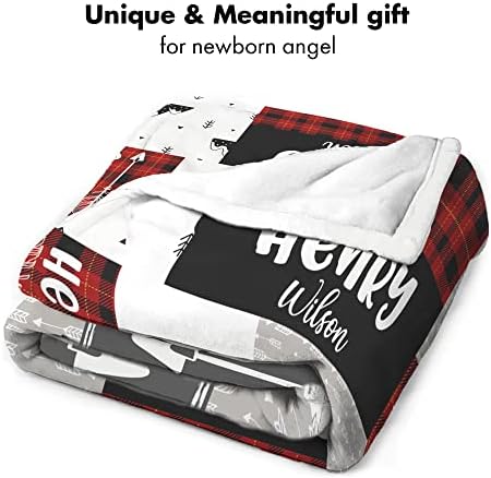 Personalized Wilderness Baby Blanket Custom Name Red Black Plaid