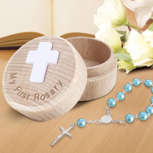 TBTFW My First Rosary Baptism Keepsake Box for Boys