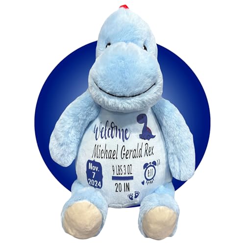 Baby Birth Stats Plush Dinosaur - Personalized Keepsake with Free Gift Wrapping