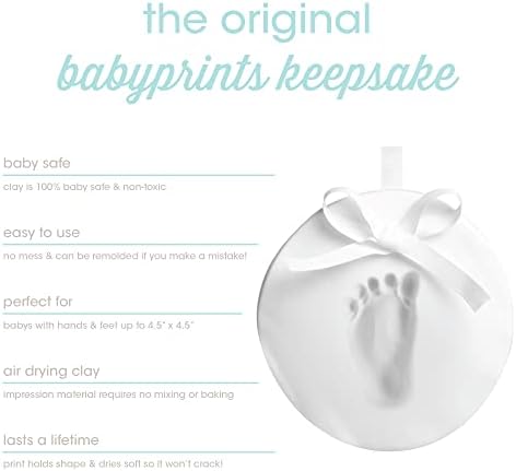 Pearhead Baby Handprint Footprint Kit with 3 Ribbons