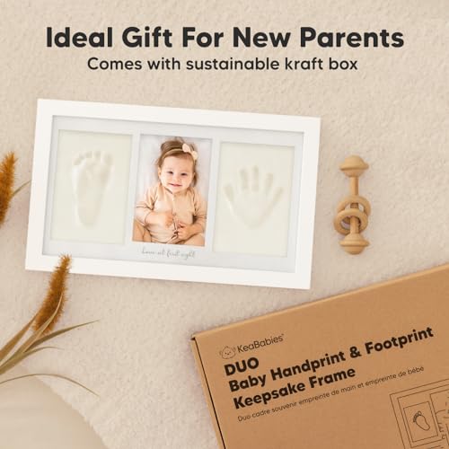 KeaBabies Baby Hand and Footprint Kit - Clay Keepsake Frame