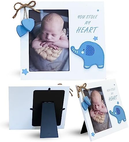 Baby Boy You Stole My Heart Newborn Wooden Frame Blue