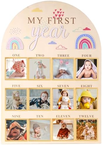 lasuroa Newborn Monthly Photo Frame 12 Months Baby Growth Board