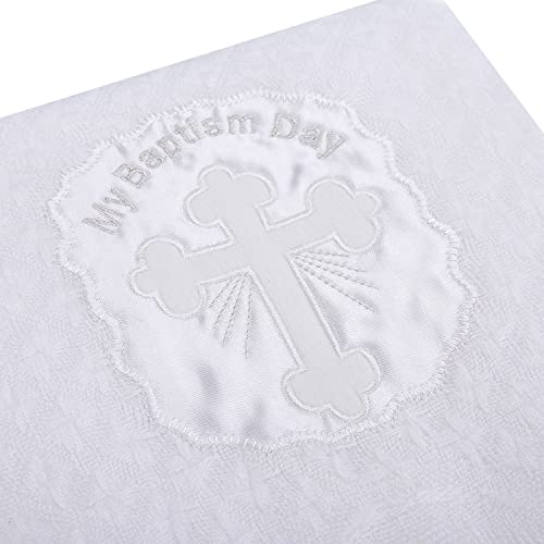 Booulfi Baby Blanket with Cross Embroidery and Satin Trim