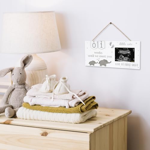 Baby Sonogram Frame with Elephant Design and Number Tiles
