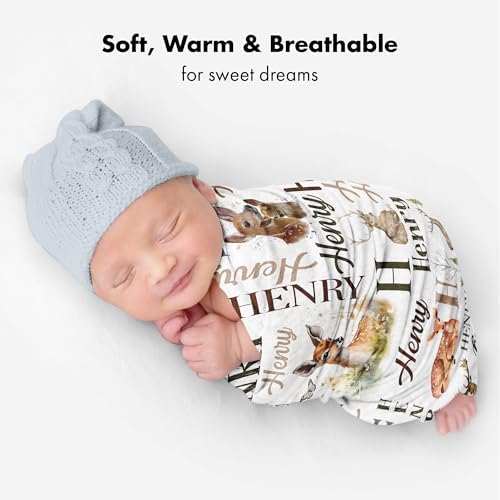 Personalized Deer Baby Blanket with Custom Name
