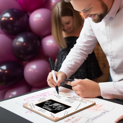Hatzelou Baby Shower Sign Frame with Sonogram Photo