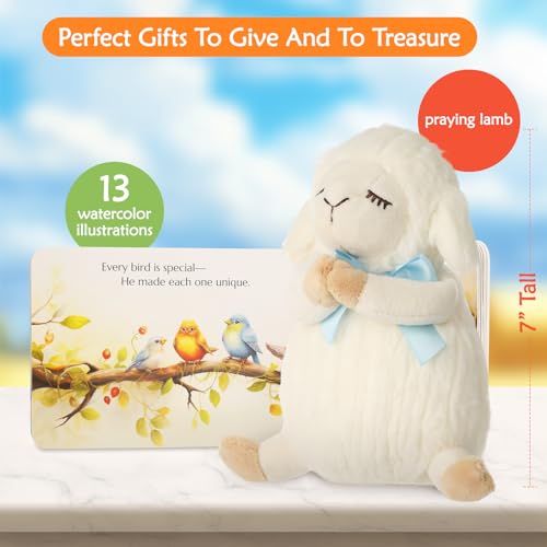 Sawnfay Baptism Gift Set for Boys 7 Praying Lamb Bedtime Blessing Book