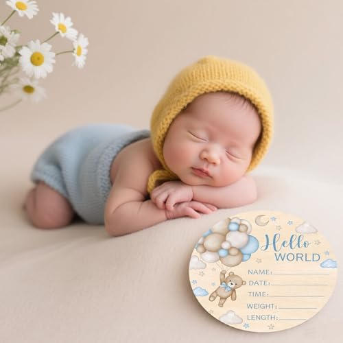 Andrain Double-Sided Wooden Birth Sign