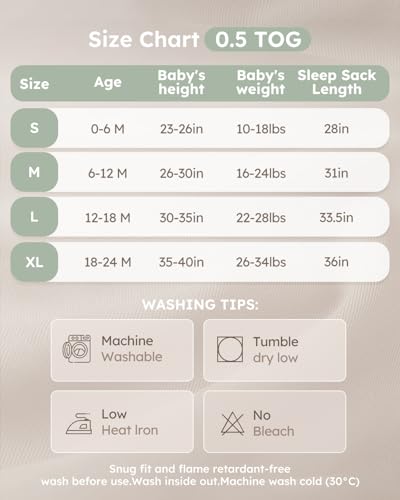Yoofoss 6-12 Months Sleep Sack 3 Pack Organic Cotton 2-Way Zipper