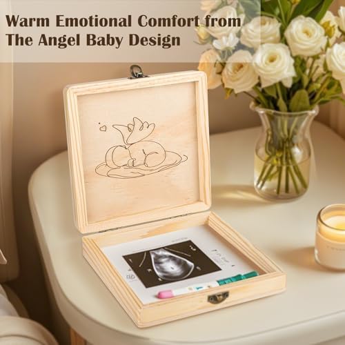 Ceiner Wooden Angel Baby Keepsake Box with Storage