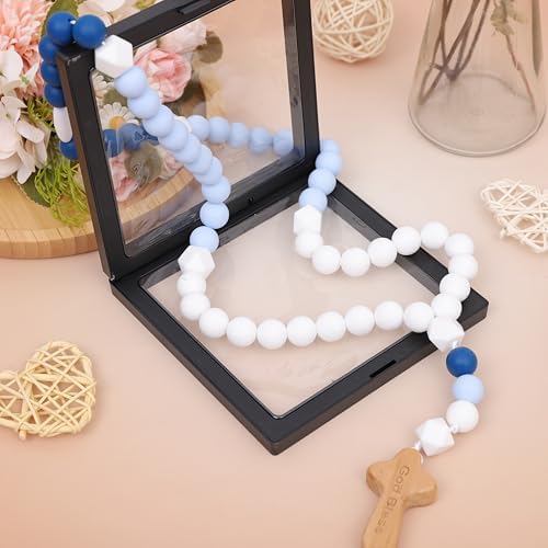 YOUAME Baptism Silicone Rosary with Wood Cross