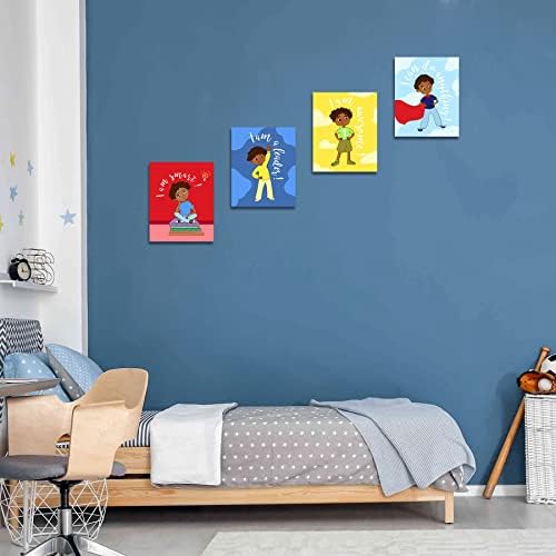 FRAMED Black Boys Canvas Wall Art 8x10x4PCS