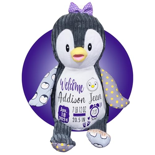 Personalized Baby Stats Penguin Plushie - Birth Announcement Keepsake 1