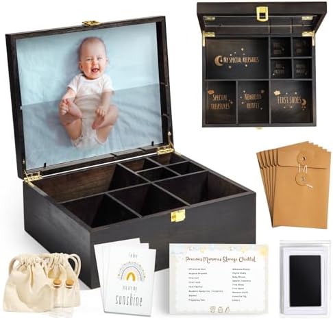 Shinlar Baby Keepsake Box with 6 Items - Newborn Memory Box