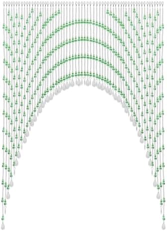 Green Beaded Curtain for Doorway and Window with Stainless Steel Strings
