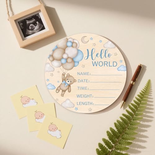 Andrain Double-Sided Wooden Birth Sign