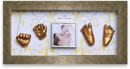 Love Moms Present Baby Hand Footprint Deluxe Casting Kit with Gold Frame