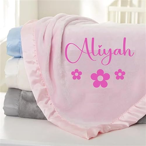 Personalized Pink Baby Blanket with Name - 36x36 Inches
