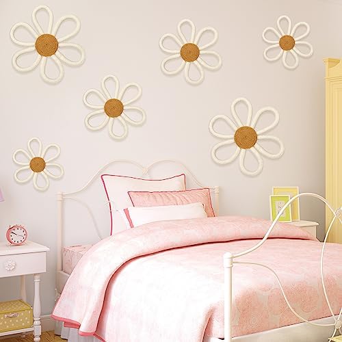 Barydat Boho Wall Hanging Decor Daisy Flower Set 6 Pcs