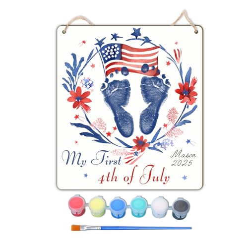 TRUMPETIC 4th of July Baby Handprint Kit DIY Keepsake Sign 8x9