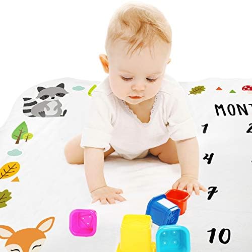 Tebaby Baby Monthly Milestone Blanket - 51x40 Inch Unisex Growth Chart Blanket